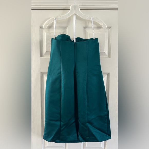 David’s Bridal Teal turquoise satin strapless mini dress size women’s 10 - Picture 4 of 4
